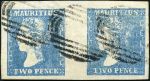 Stamp of Mauritius » 1859 Dardenne Issue (SG 41-44) 1859 Dardenne 2d pale blue horizontal pair showing