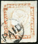 Stamp of Mauritius » 1848-59 Post Paid Issue » Latest Impressions (SG 23-25) 1d red-brown on greyish, latest impression, position