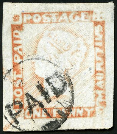 Stamp of Mauritius » 1848-59 Post Paid Issue » Latest Impressions (SG 23-25) 1d red-brown on greyish, latest impression, position