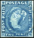 Stamp of Mauritius » 1848-59 Post Paid Issue » Intermediate Impressions (SG 10-15) 1848-59 Post Paid 2d light blue on greyish, intermediate