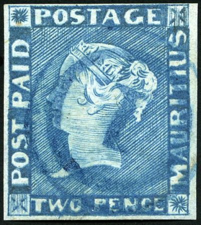 Stamp of Mauritius » 1848-59 Post Paid Issue » Intermediate Impressions (SG 10-15) 1848-59 Post Paid 2d light blue on greyish, intermediate