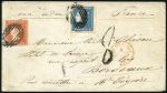 Stamp of Mauritius » 1859 Dardenne Issue (SG 41-44) A Key Showpiece of the Dardenne Issue: 1859 Dardenne 1d red and 2d blue used together on cover to France