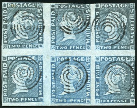 Stamp of Mauritius » 1848-59 Post Paid Issue » Intermediate Impressions (SG 10-15) The Largest Known Block of the Post Paid 2d184