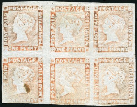 Stamp of Mauritius » 1848-59 Post Paid Issue » Latest Impressions (SG 23-25) The Largest Known Mint Multiple of the Entire Post Paid Issue