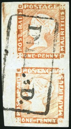 Stamp of Mauritius » 1848-59 Post Paid Issue » Latest Impressions (SG 23-25) 1848-59 Post Paid 1d red on grey, latest impression,