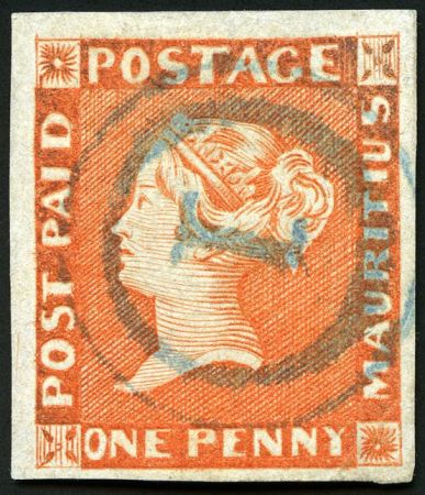 Stamp of Mauritius » 1848-59 Post Paid Issue » Early Impressions (SG 6-9) 1848-59 Post Paid 1d vermilion on greyish, early i