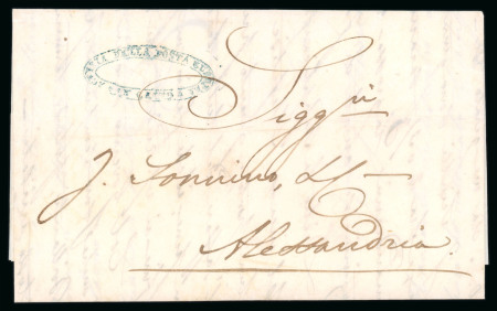 Stamp of Egypt » Posta Europea 1849 Folded entire from Cairo to Alexandria, bearing