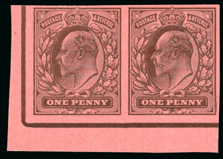 Stamp of Great Britain » King Edward VII 1901 1d Colour trial imperf. horizontal pair from the