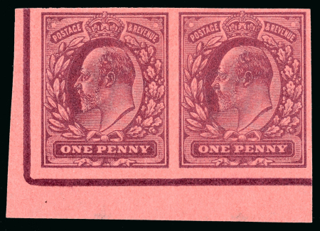 Stamp of Great Britain » King Edward VII 1d Colour trial imperf. horizontal pair from the lower