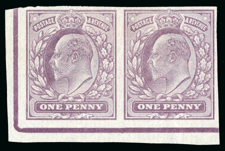 Stamp of Great Britain » King Edward VII 1d Colour trial imperf. horizontal pair from the lower