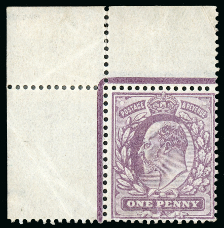 Stamp of Great Britain » King Edward VII 1d Colour trial, perforated single from the upper left