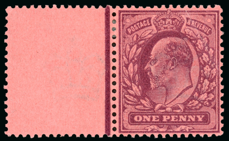 Stamp of Great Britain » King Edward VII 1d. Colour trial, perforated from the left of the sheet,
