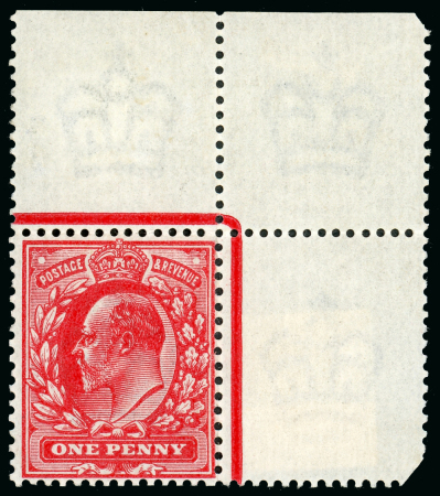 Stamp of Great Britain » King Edward VII 1d. Colour trial, perforated, printed in black on red
