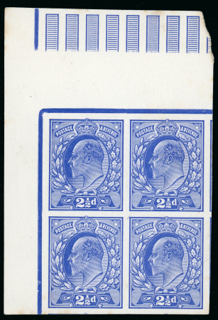Stamp of Great Britain » King Edward VII 1901 2 1/2d. violet blue marginal block of four imperforate
