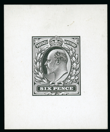 Stamp of Great Britain » King Edward VII 1901 6d. cut down die proof in black on glazed card