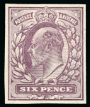 Stamp of Great Britain » King Edward VII 1901 6d. pale dull purple imperforate imprimatur, large