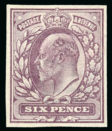 Stamp of Great Britain » King Edward VII 1901 6d. pale dull purple imperforate imprimatur, large