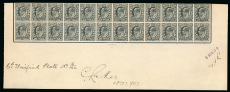 Stamp of Great Britain » King Edward VII 1902 6d. plate proof block of 24 forming the lower