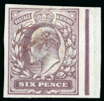 Stamp of Great Britain » King Edward VII 6d. in dull purple from the right of the sheet, with