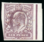 Stamp of Great Britain » King Edward VII 6d. in dull purple from the right of the sheet, with