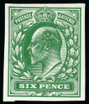 Stamp of Great Britain » King Edward VII 6d. in green,  with good margins all round. Very rare.