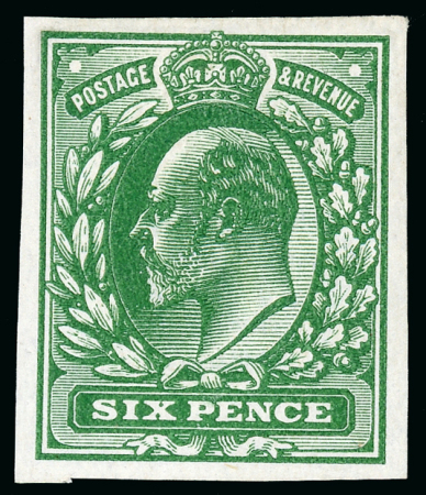 Stamp of Great Britain » King Edward VII 6d. in green,  with good margins all round. Very rare.