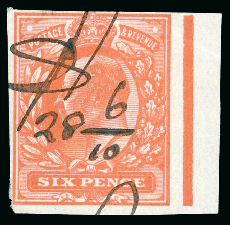 Stamp of Great Britain » King Edward VII 6d. in orange from the right of the sheet, with good