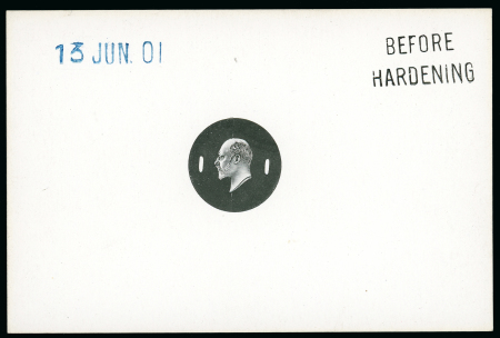 Stamp of Great Britain » King Edward VII 1901 Small head die proof in black on glazed card (62