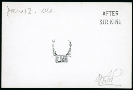 Stamp of Great Britain » King Edward VII 1901 1 1/2d. die proof in black on glazed card (62