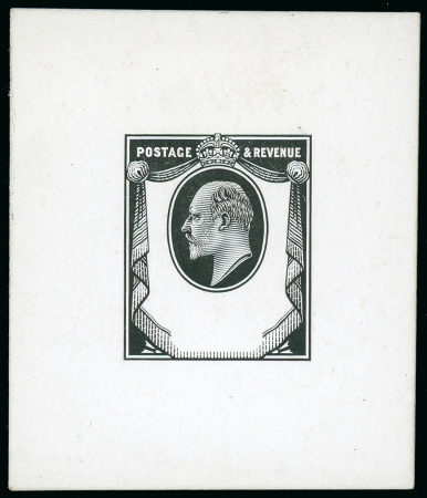 Stamp of Great Britain » King Edward VII 1901 1 1/2d. cut down die proof in black on glazed