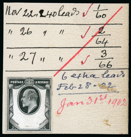 Stamp of Great Britain » King Edward VII 1901 1 1/2d. stamp size die proof in black on glazed