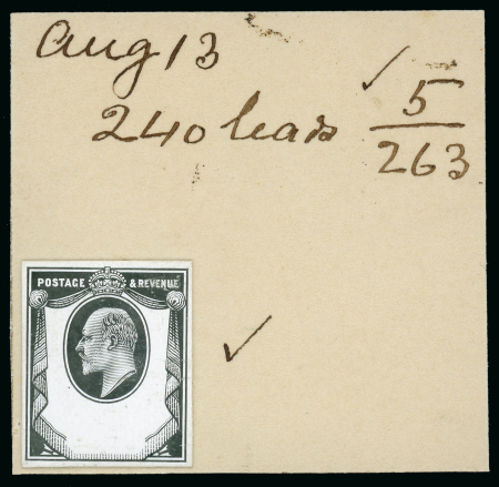 Stamp of Great Britain » King Edward VII 1901 1 1/2d. stamp size die proof in black on glazed