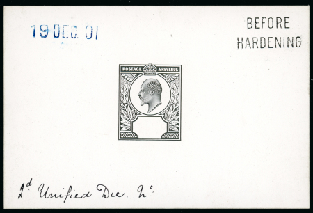 Stamp of Great Britain » King Edward VII 1901 2d. die proof in black on glazed card (62 x 92mm.),