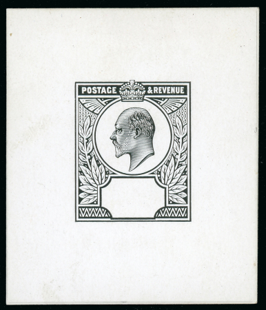 Stamp of Great Britain » King Edward VII 1901 2d. cut down die proof in black on glazed card,