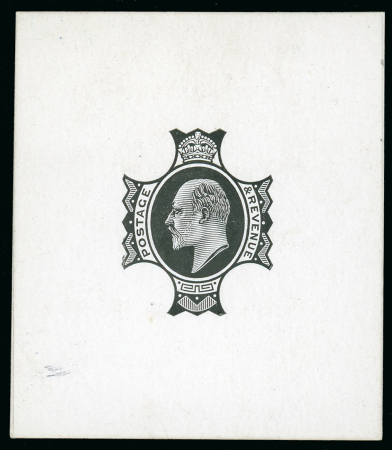 Stamp of Great Britain » King Edward VII 1902 4d. cut down die proof in black on glazed card,