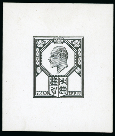 Stamp of Great Britain » King Edward VII 1902 5d. cut down die proof in black on glazed card,
