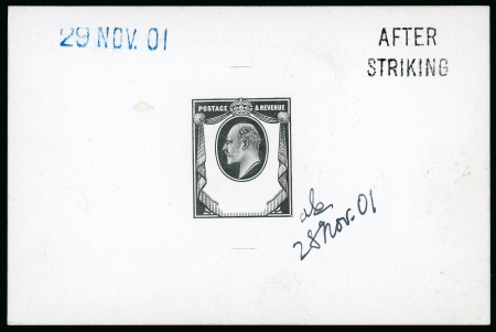 Stamp of Great Britain » King Edward VII 1901 1 1/2d. die proof in black on glazed card (62