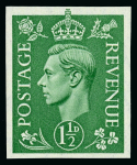 Stamp of Great Britain » King George VI 1950-52 1/2d to 4d definitives (New colours), a superb mint n.h. set of six imperforate imprimaturs