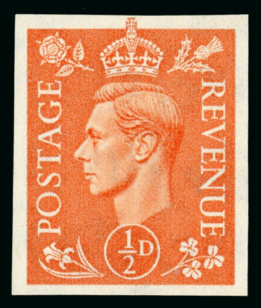 Stamp of Great Britain » King George VI 1950-52 1/2d to 4d definitives (New colours), a superb mint n.h. set of six imperforate imprimaturs