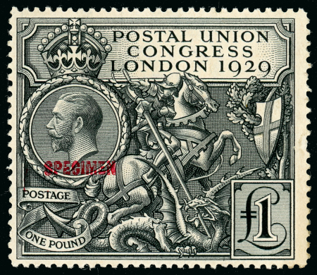 Stamp of Great Britain » King George V » 1924-36 Issues 1929 PUC £1 Black, overprinted SPECIMEN in red, large