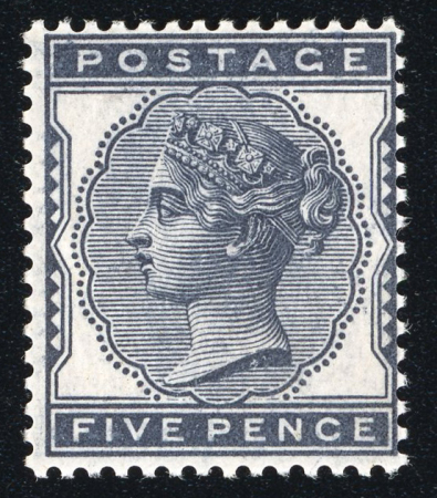 Stamp of Great Britain » 1855-1900 Surface Printed » 1880-81 Provisional Issue and 1881 1d Lilac 1880-81 5d indigo mint n.h., very fine and fresh