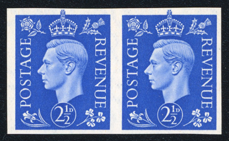 Stamp of Great Britain » King George VI 1937-47 2 1/2d ultramarine imperf. imprimatur pair, mint n.h.,