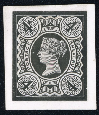 Stamp of Great Britain » 1855-1900 Surface Printed » 1887-1900 Jubilee Issue & 1891 £1 Green 1887-1900 Jubilee issue 4d De La Rue composite die proof