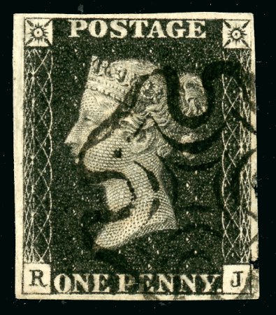 Stamp of Great Britain » 1840 1d Black and 1d Red plates 1a to 11 Plate 10 RJ showing variety corner check letter P converted