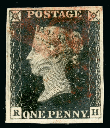 Stamp of Great Britain » 1840 1d Black and 1d Red plates 1a to 11 Plate 10 RH with good to very large margins, red MC,