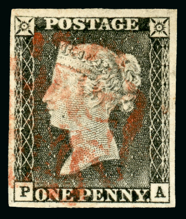 Stamp of Great Britain » 1840 1d Black and 1d Red plates 1a to 11 Plate 1a & 1b matched pair lettered PA, both fine used