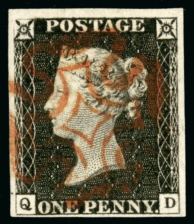 Stamp of Great Britain » 1840 1d Black and 1d Red plates 1a to 11 1840 1d pl.2 QD MATCHED pair, 1d black good to large margins, clear and practically complete red MC