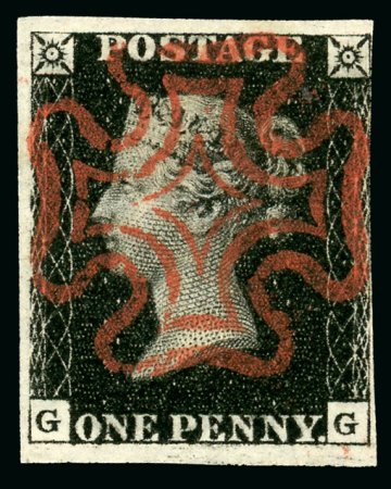 Stamp of Great Britain » 1840 1d Black and 1d Red plates 1a to 11 1840 1d black pl.5 GG, MATCHED TRIO