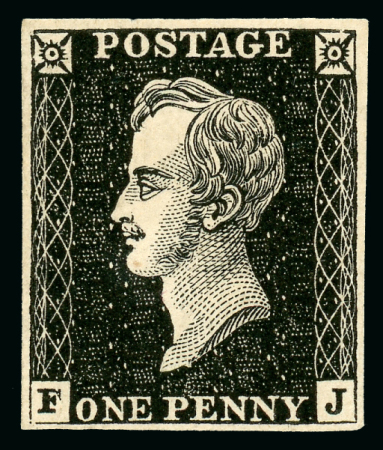 Stamp of Great Britain » Line Engraved Essays, Plate Proofs, Colour Trials and Reprints 1850 Prince Consort Essay by Archer, 1d black, slight