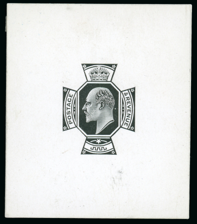 Stamp of Great Britain » King Edward VII 1902 5d. cut down die proof in black on glazed card,